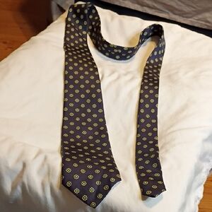 Vintage Brooks Brothers Navy & Yellow Flowers Men's Silk Tie m